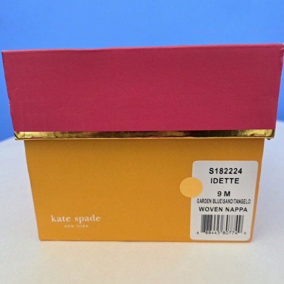 Kate Spade Idette Fringe Rosette Pom Sandal Flip Flop Blue Tangelo Tan Women’s 9 - Picture 3 of 15